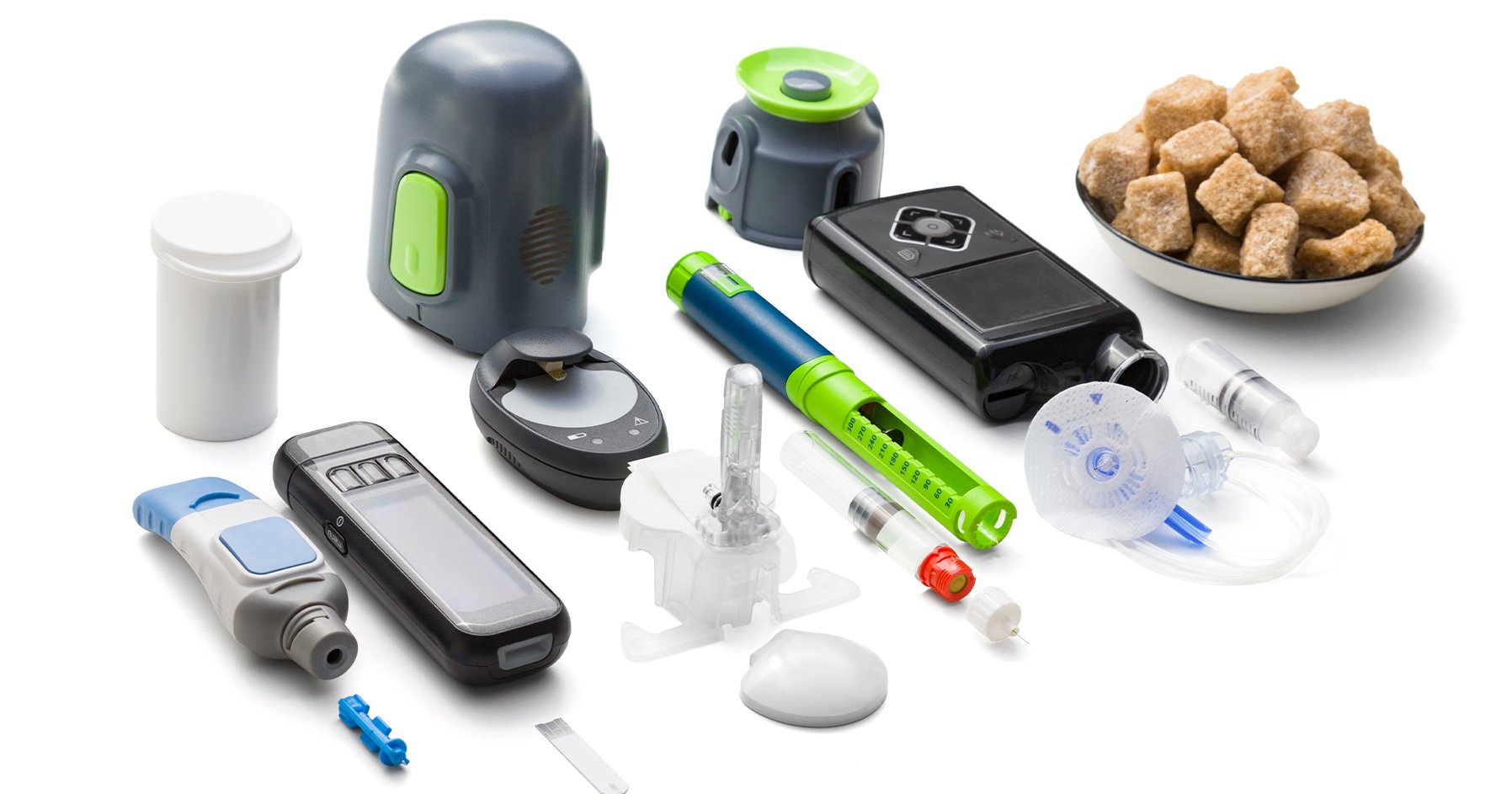 Image displaying various diabetes technologies.