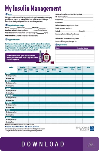 Image of insulin adherence log toolkit.