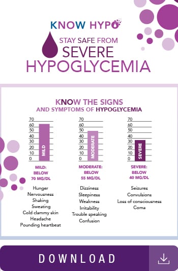 Infographic on staying safe from severe hypoglycemia.