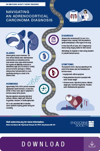Infographic on navigating Adrenocortical Carcinoma diagnosis.