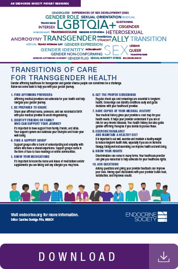 Infographic of transitions of care transgender health.