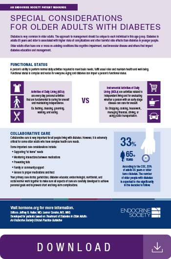 Image of patient guide on special considerations for older adults with diabetes.