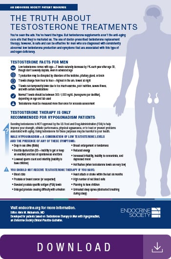 Image of patient guide on the truth about testosterone treatments.